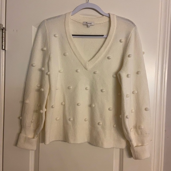 Madewell Sweaters - 𝅺MADEWELL Women’s Bobble Dashwood V-Neck Sweater in Cream Size Small K5432